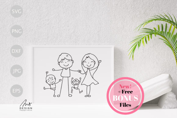 Hand Drawn Dad Mom and Little Boys SVG Review